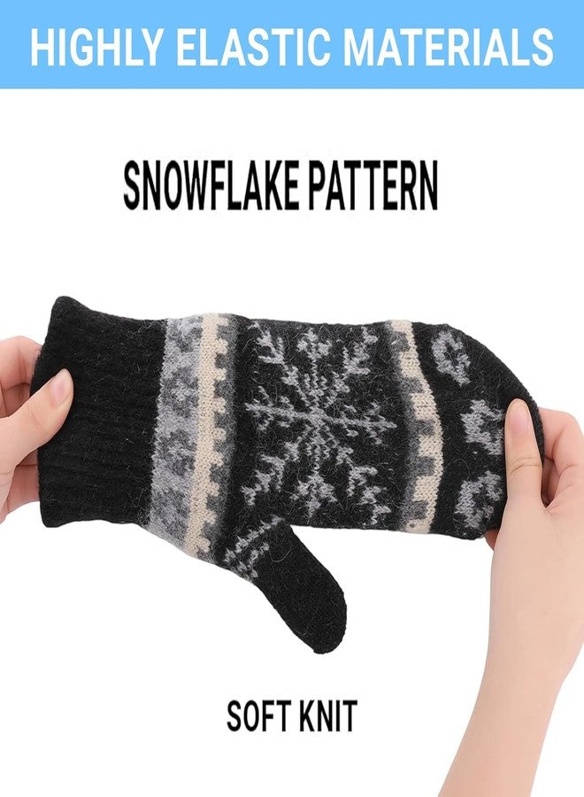 OVOY Womens Winter Warm Lining Knit Gloves Mittens Cozy Knit Thick Thermal Snow Gloves for Cold Weather - Image 3